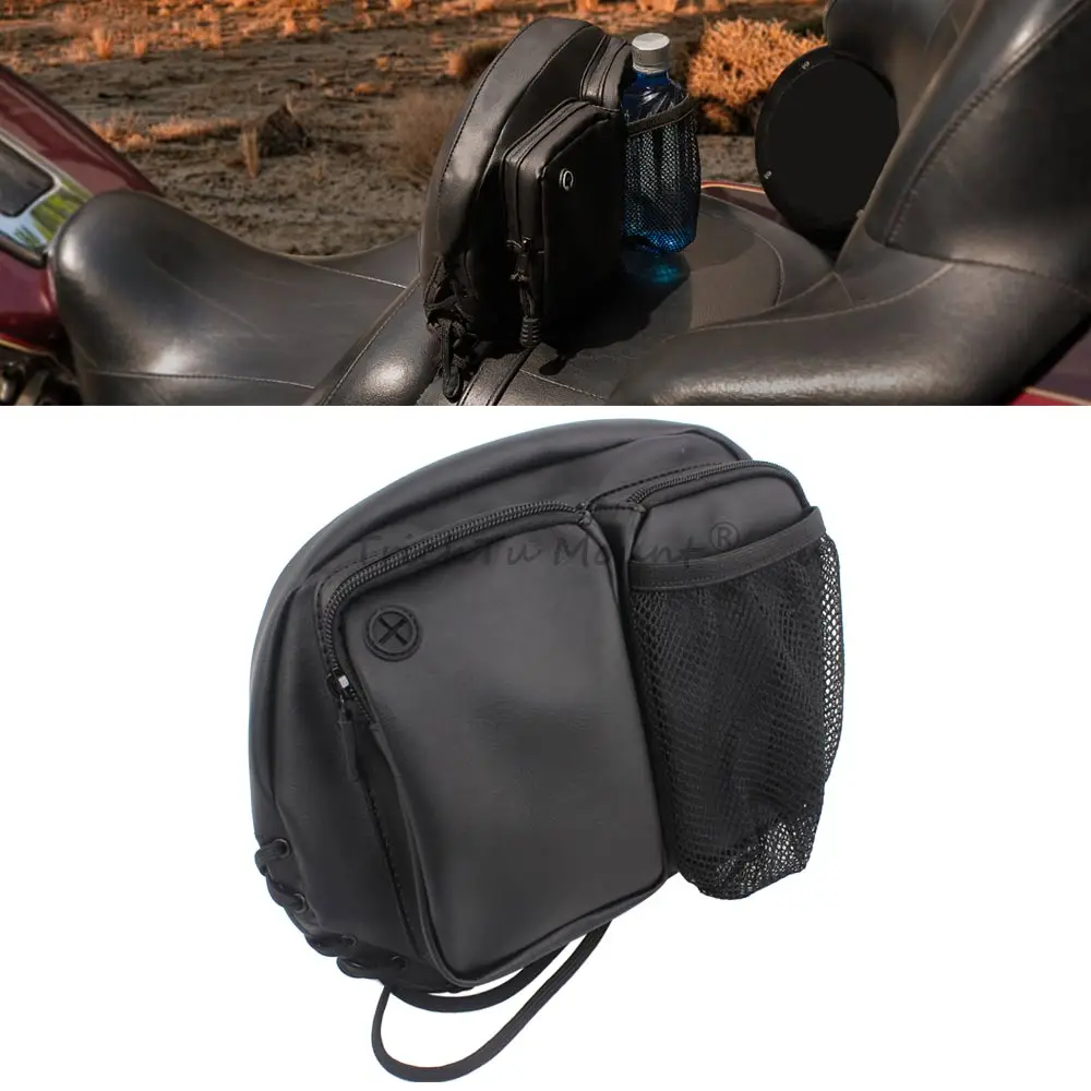 Bag Sissy Bar Back Storage Pouch Backrest Organizer Fits For Harley Touring Softail Sportster Honda GL1800 Indian PU Leather