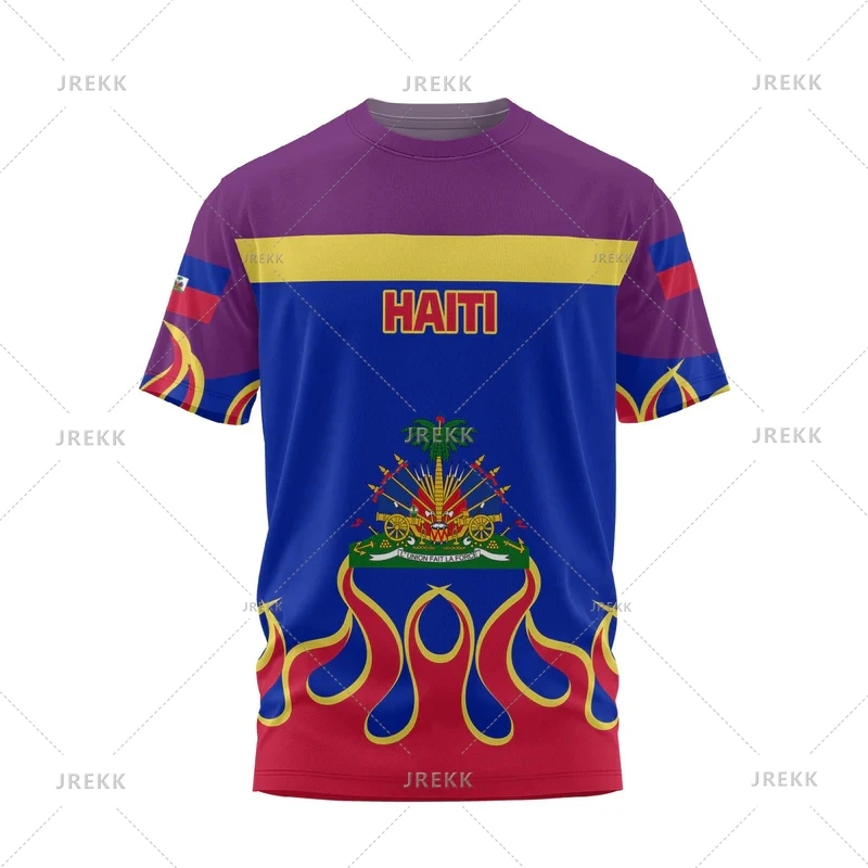 Fashion Haiti Flag Maillot Football Jersey New Casual 3D Printed Mens Sports T Shirts Loose Quick Dry Breathable Tees Male Tops