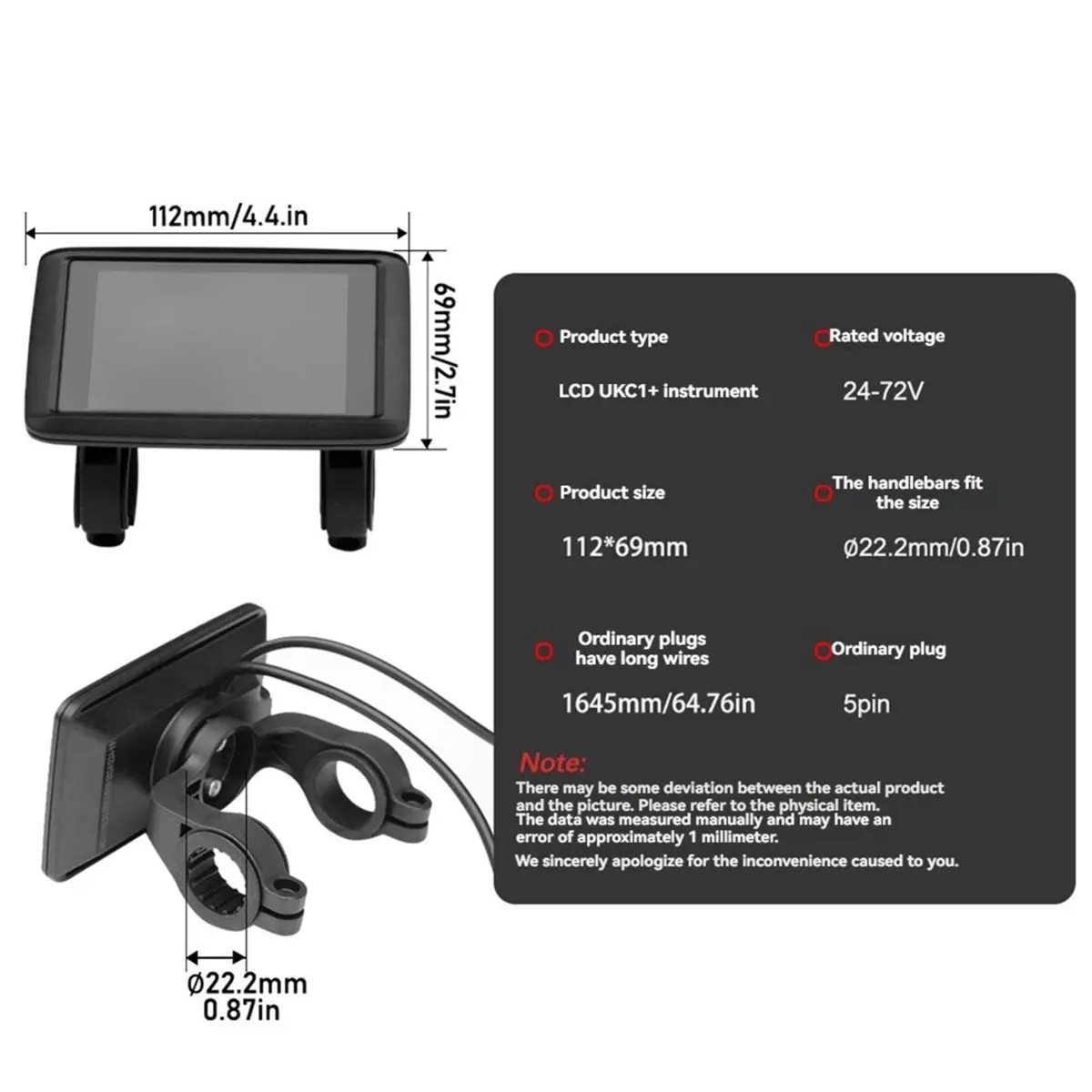 

(X07A) UKC1+ LCD-дисплей + контроллер синусоидального/прямоугольного сигнала 48В-72В 60А для электровелосипедов и электросамокатов