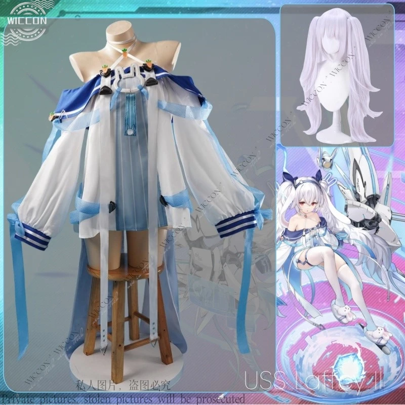 USS Laffey II Anime Game Azur Cos Lane DD-724 Cosplay Costume Wig Destroyer Bunny Girl Role Play Comic-Con Festivals Character