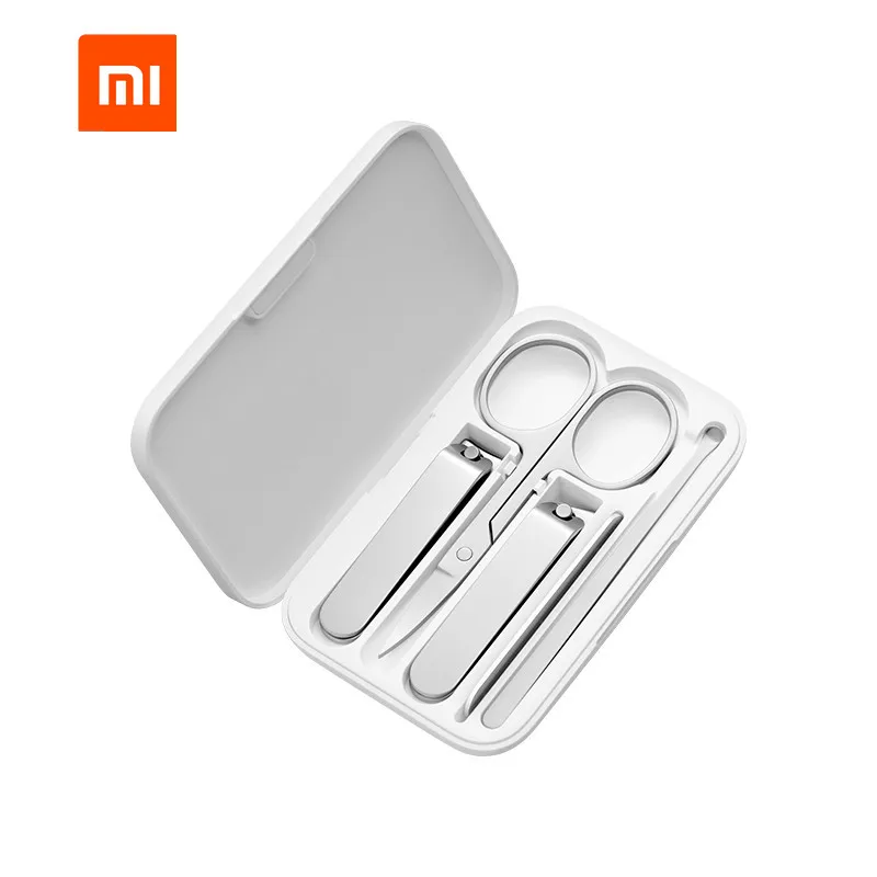 XIAOMI Mijia-cortaúñas portátil, juego de cinco piezas de acero inoxidable de alta calidad, absorción magnética, simple, blanco