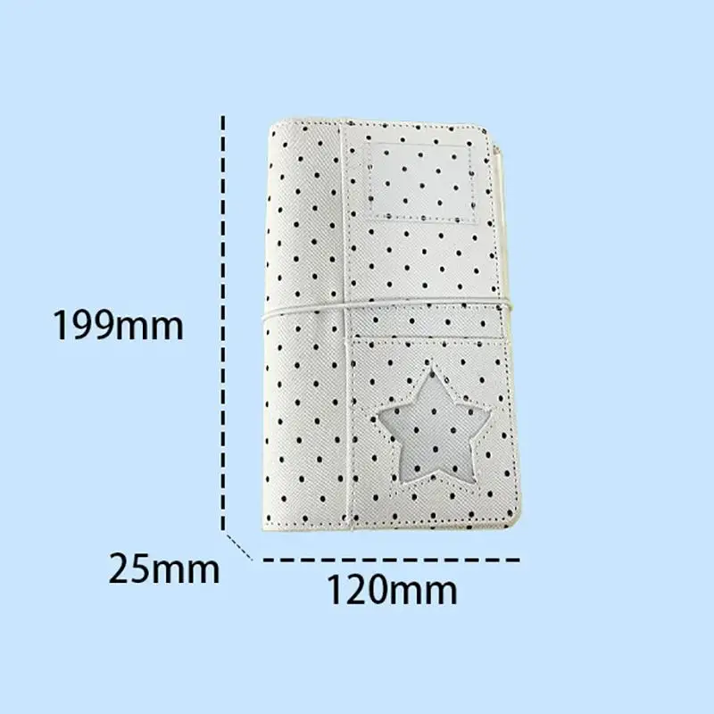 @A6 Polka Dot Cloth Binder Notebook 6Hole Loose Leaf Portable DIY Scrapbook Journal Multi Pocket Photo Album Planner School Gift