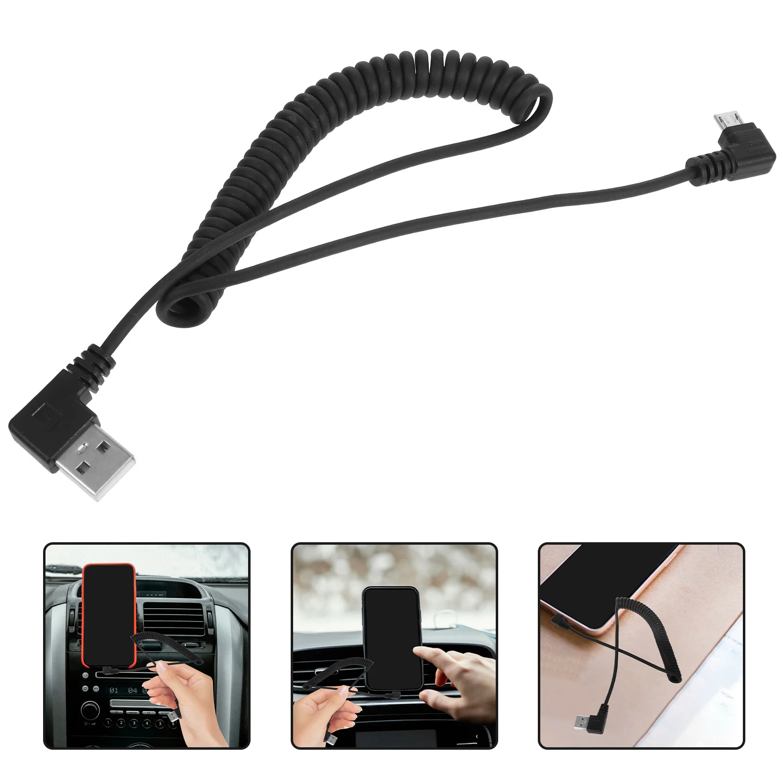 

Spring Coiled Usb Charging Cable Retractable Micro Usb Cable For Fast Data Transfer Right Angle Connector Compatible