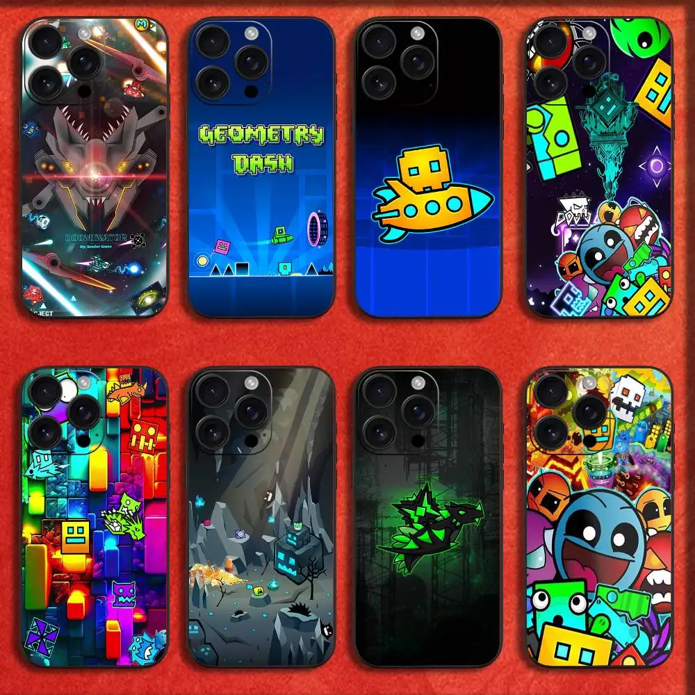

Game GD G-Geometry Dash Phone Case For iPhone 16,15,14,13,12,11,Pro,XS,Max,XR,Plus,E,Mini Black Shockproof Cover