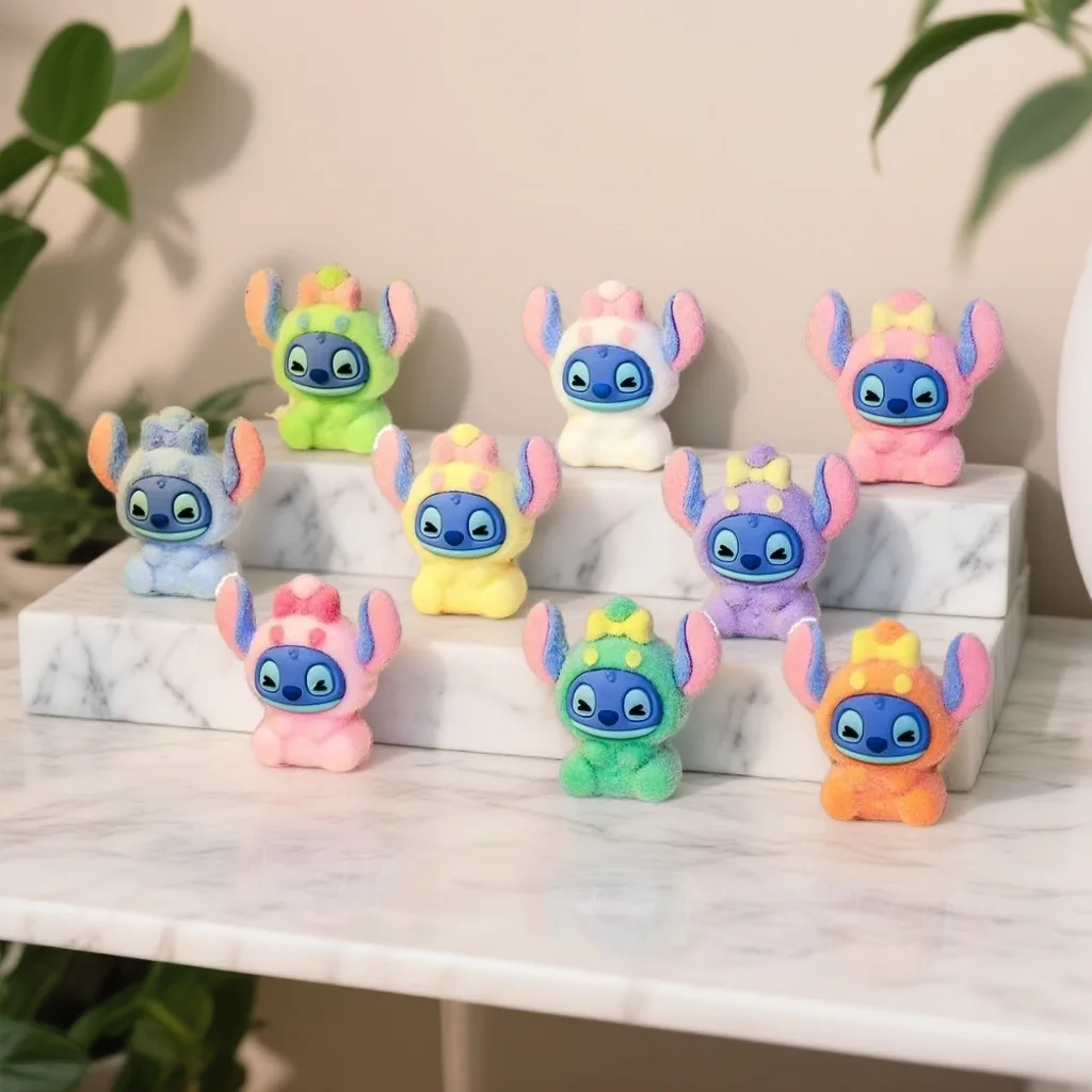 9 pz/set Mini Per Stitch Ornamenti Figura Giocattolo Del Fumetto Figurine Decorazione Del Desktop Modello Ornamenti Giocattoli Delle Ragazze Dei Ragazzi Regalo Di Natale