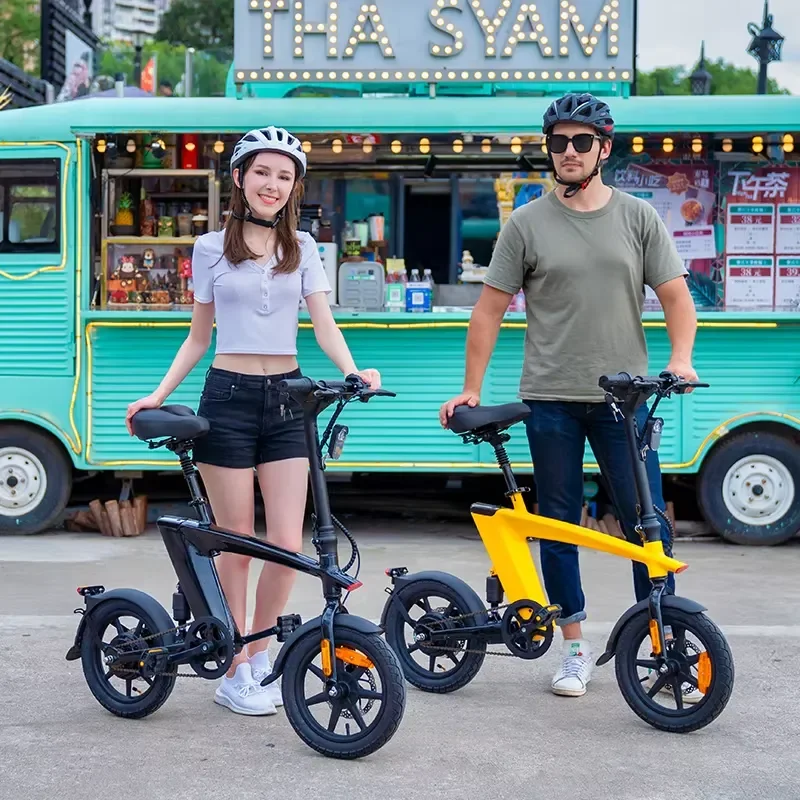 STLF Adult Mini Full Suspension Hybrid E-Bike EU Warehouse Digital Display White Black Yellow Powerful Bicycle