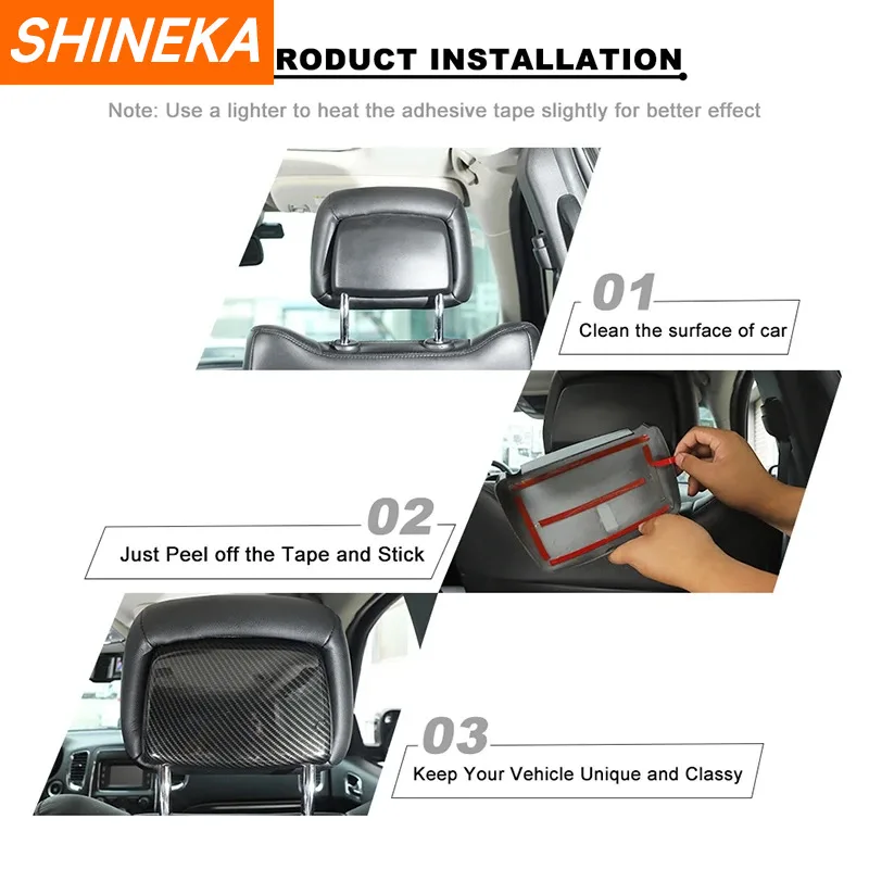 SHINEKA Car Front Seat Headrest Rear Panel Decoration Cover For Dodge Durango/Jeep Grand Cherokee 2011-2020 Interior Accessories