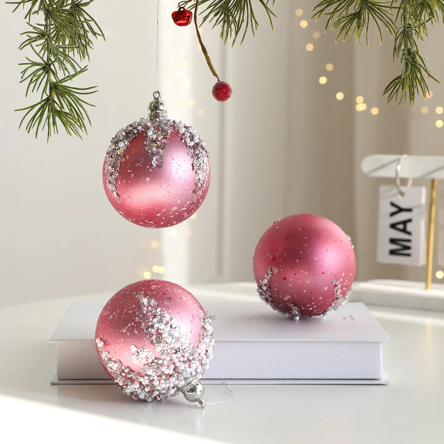 

3/4Pcs Christmas Balls 8CM Plastic Balls PVC Boxed Christmas Tree Hangings Painted Balls Christmas Decorations Hangings