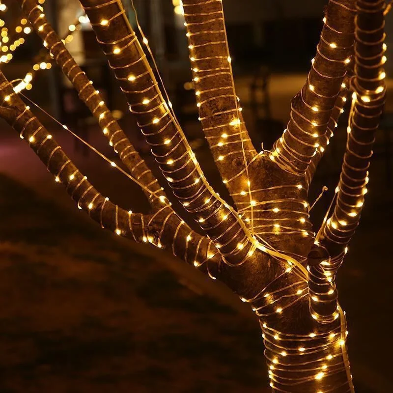 Outdoor Copper Wire LED String Lights 8 Modes Lighting Fairy Light Decor Wedding Garden Room Xmas Halloween Decorations for Home