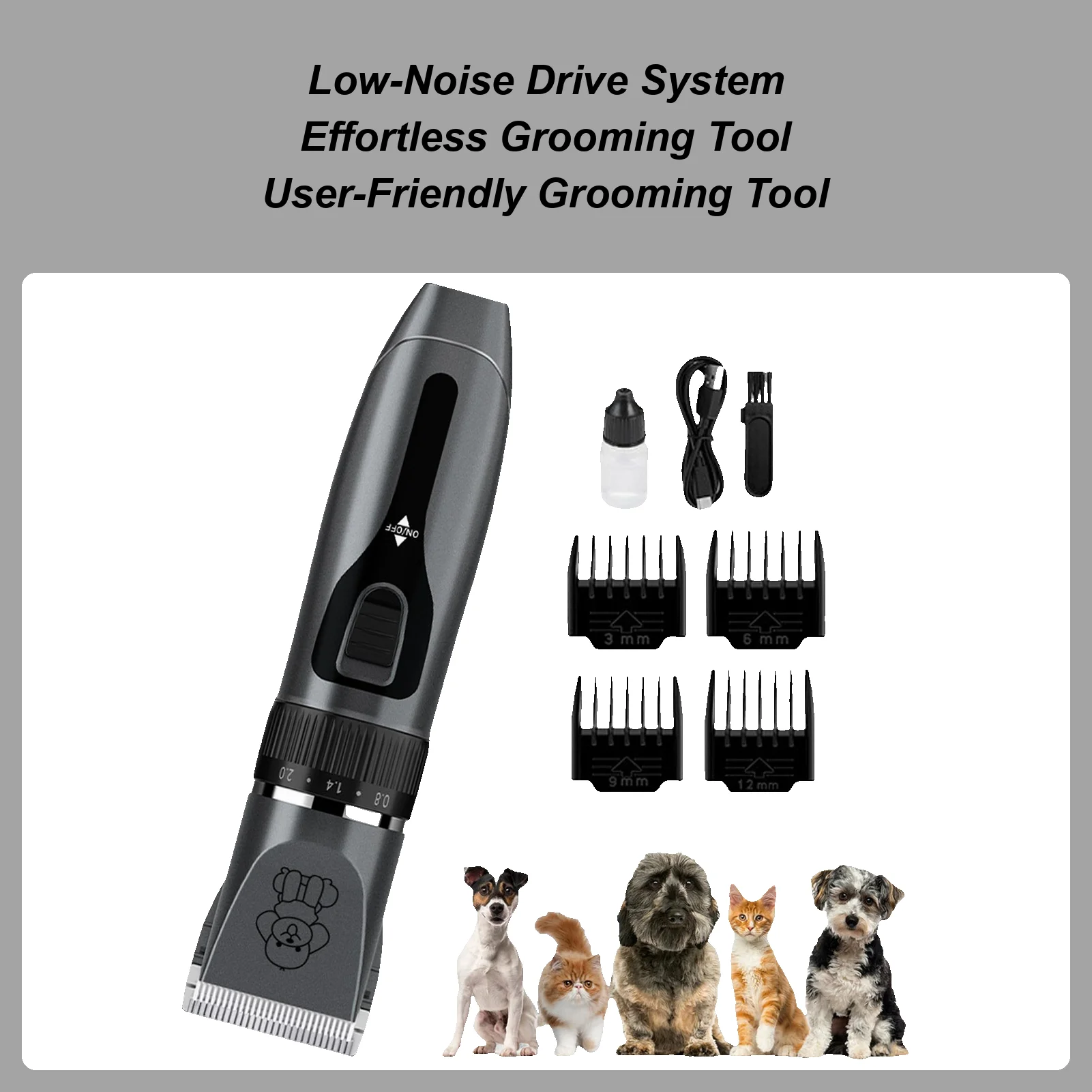 

Dog Hair Clippers Electric Cat Hair Shaver Low Noise Anti-Slip Textures Electric Trimmer Pet Supplies for Small Large Medium Cat