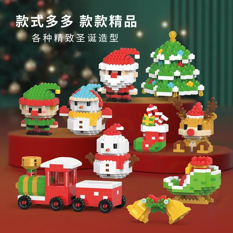 Tiny particles assembled building blocks Toys puzzle Christamas Tree Santa Claus snowman deer assembled characters Kid Gift