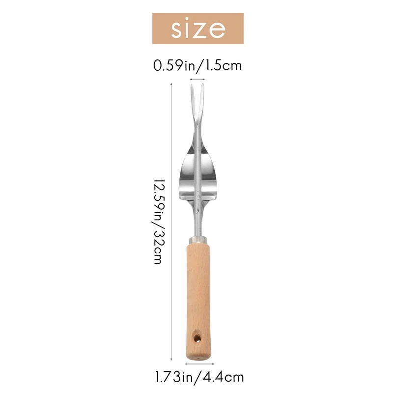 Wood Handle Stainless Steel Garden Weeder Hand Weeding Removal Cutter Dandelion Puller Tools Multifunction Weeder