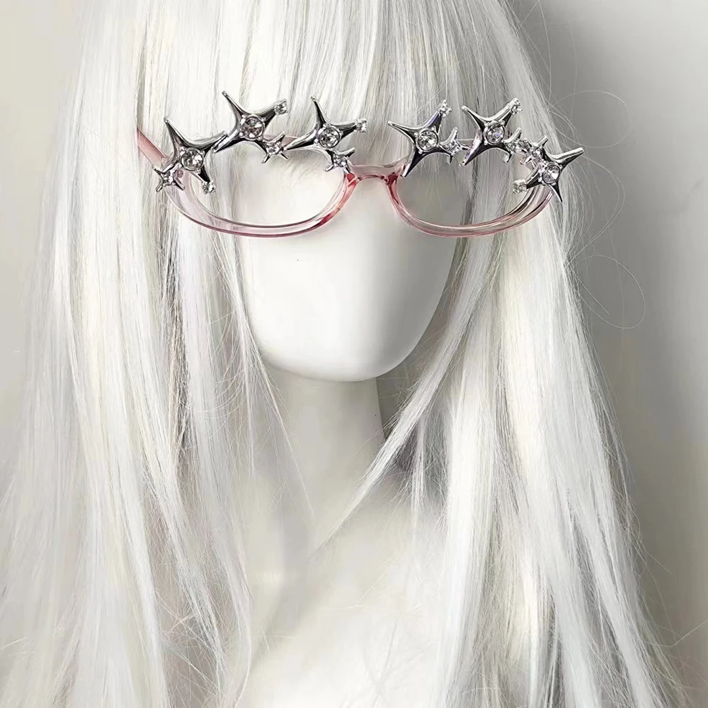 

Punk Star Glasses Subculture Y2K Pink Eyeglass Frame Unisex Gothic Sunglasses No Lenses Eyewear Frames Halloween Carnival Prop