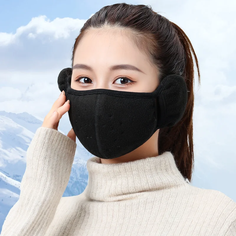 Winter Warm Plush Half Masks Unisex Cold-proof Dustproof Mask with Earmuffs Breathable Soft Warmer Mask Riding Ear Muff