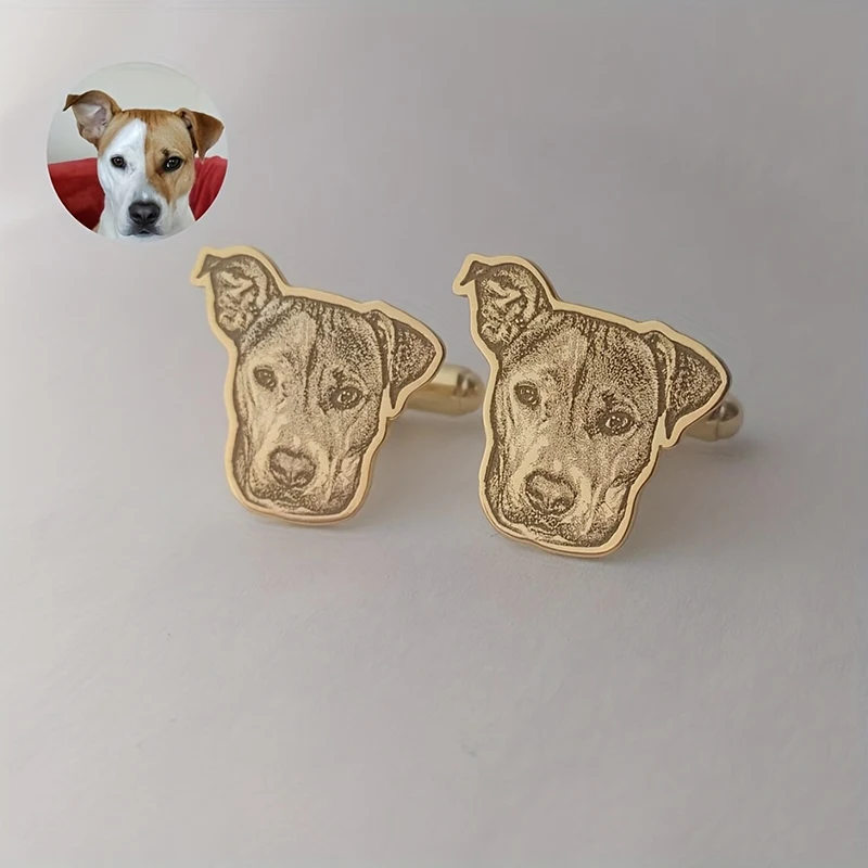

Персонализированные запонки с портретом собаки и кошки, милые запонки с фотографией питомца, запонки из нержавеющей стали на заказ, подарок для любителей животных