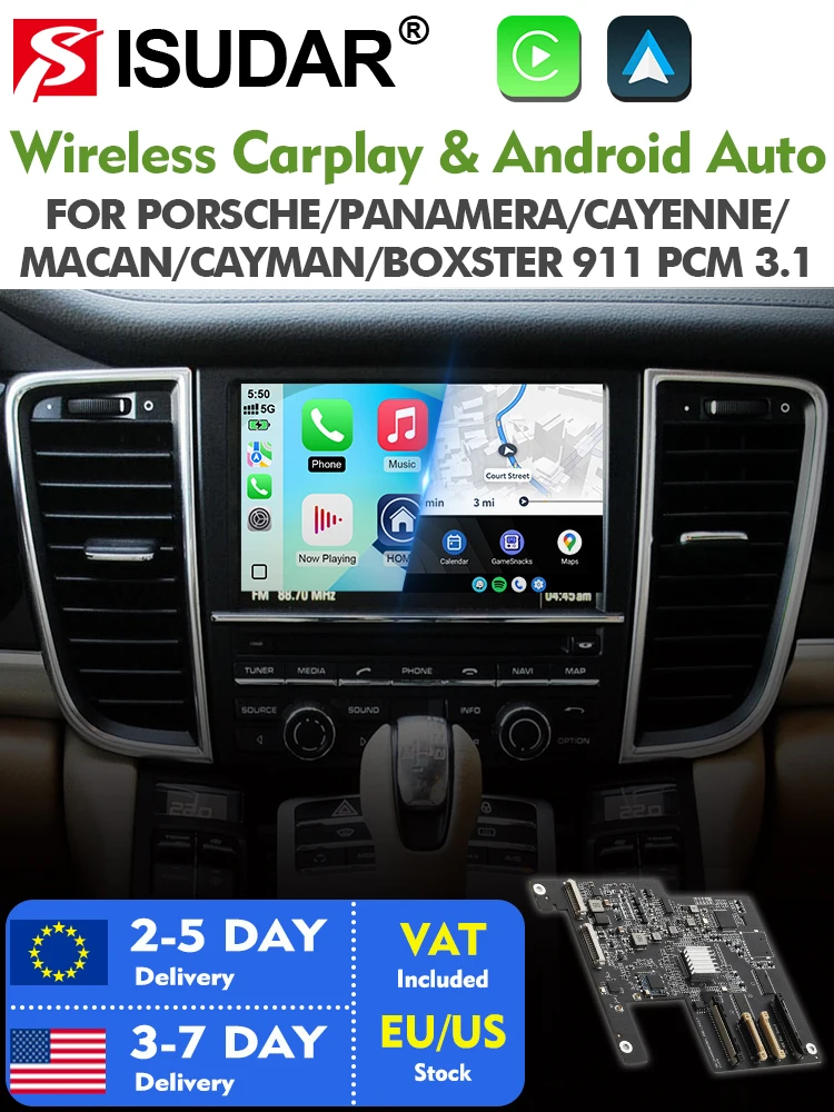 Isudar carplay modul für porsche/panamera/cayenne/macan/cayman/boxster 3,1 pcm android auto ai box multimedia