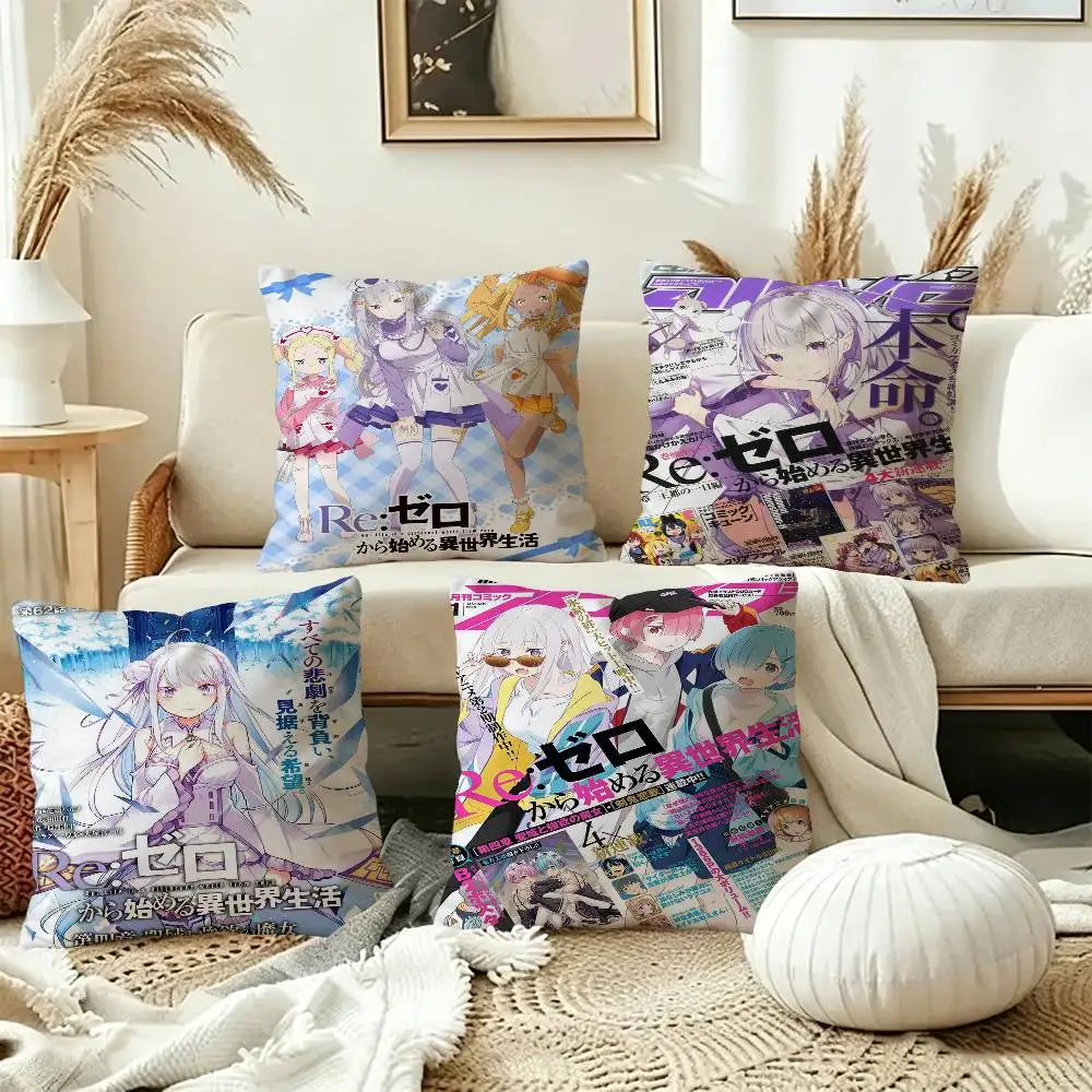 Classic vintage R-Re Zero Anime Pillow Cushion Cover Pillowcase Living Room Sofa Home Decor Customized