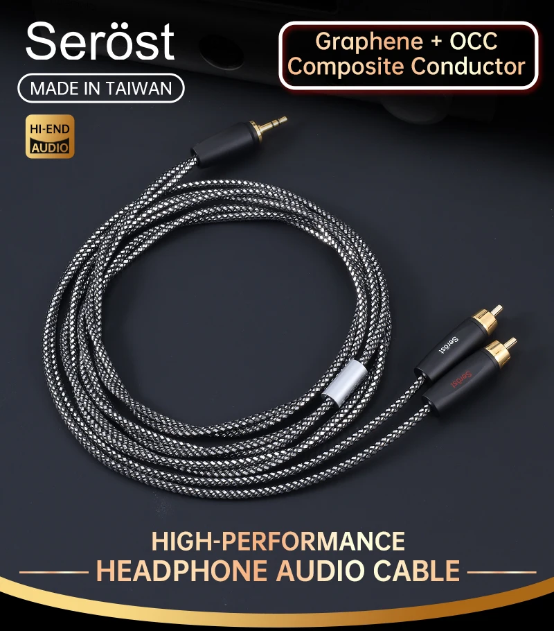 Serost Aurora Graphene OCC Kupfer-Audiokabel Typ C 3,5 mm 4,4 mm 6,5 mm Stereo auf Dual-RCA-Stecker für Musikplayer, Verstärker, Lautsprecher – Detail 1