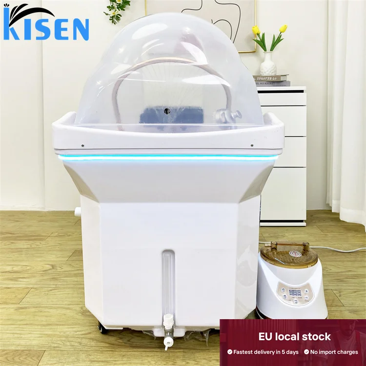 Kisen Large Tank 60L Portable Hair Wash Basin With Pipeless Design Removable Bowl and Water Circulation Fumigation Bac for Salon