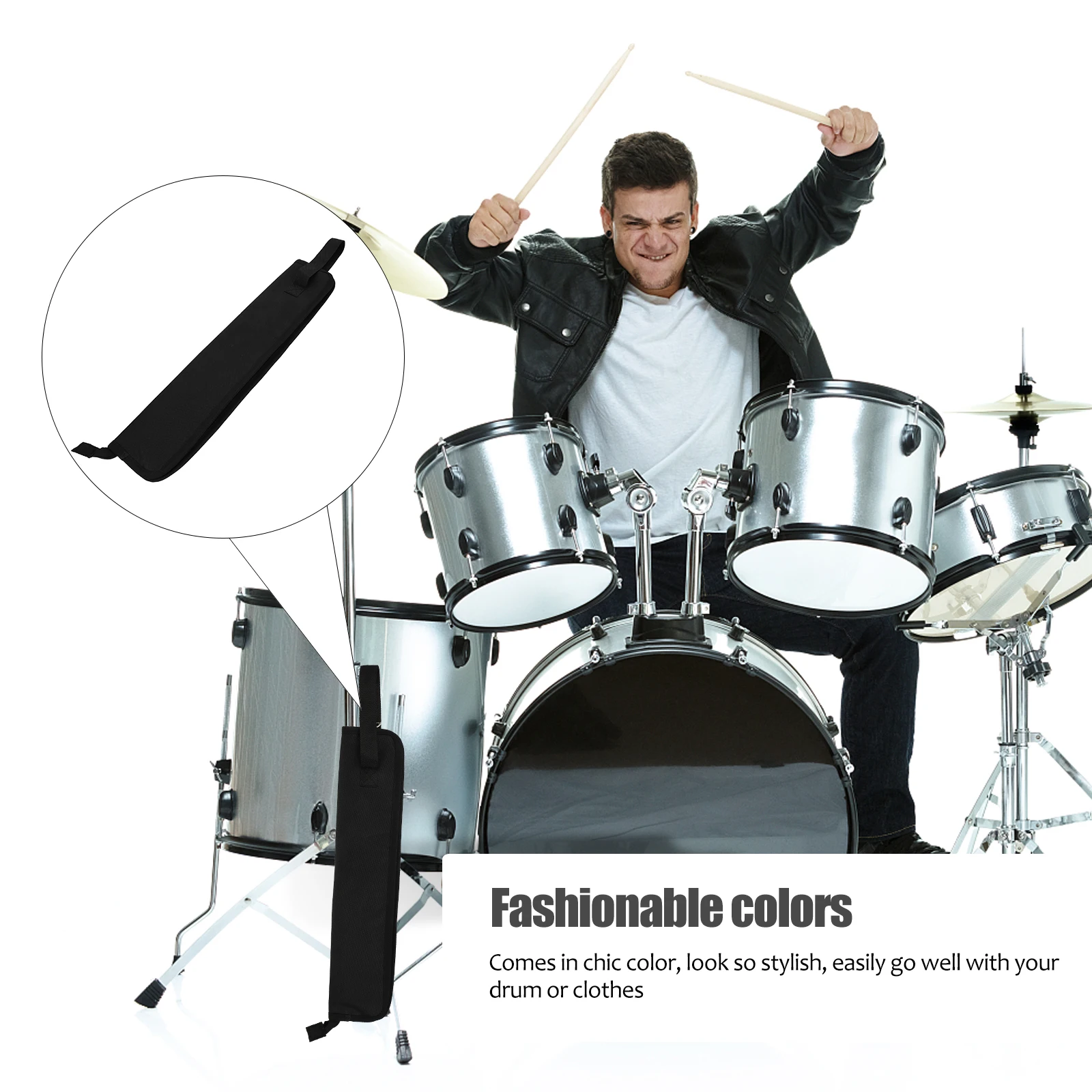 

Drum Accessories Stick Bag Storage Drumstick with Strap Black Oxford Cloth Holder Travel