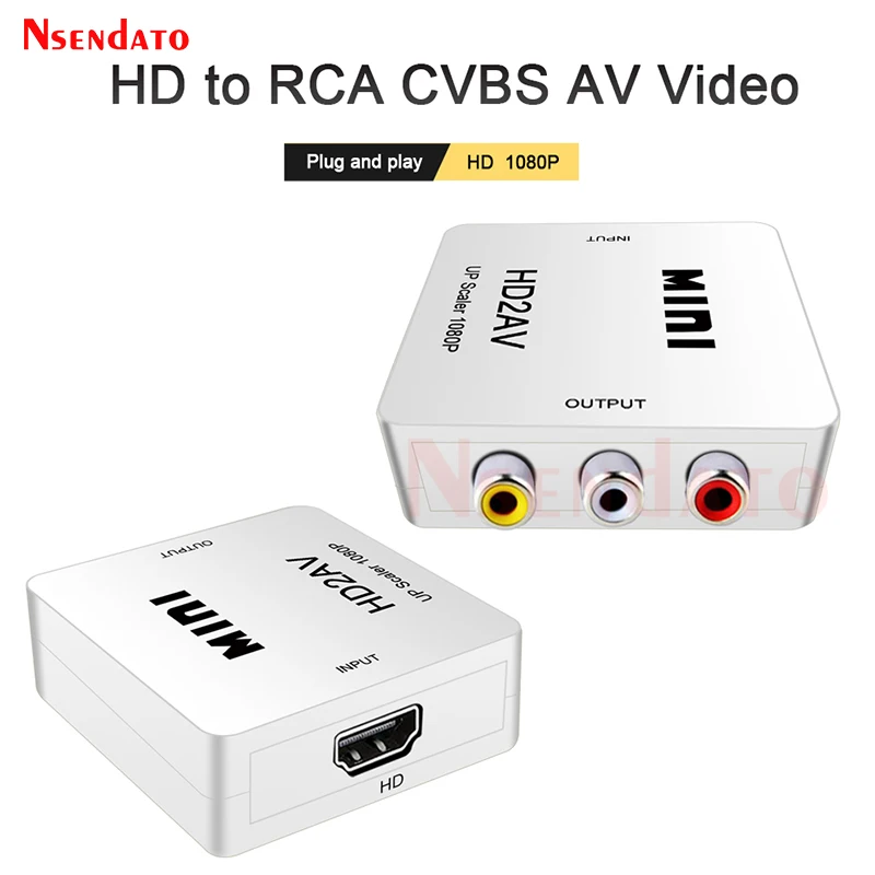HDMI-Compatible to RCA AV/CVSB Video Converter 1080P HDMI2AV Video Box for NTSC PAL Output HDMI-Compatible To AV Scaler Switch