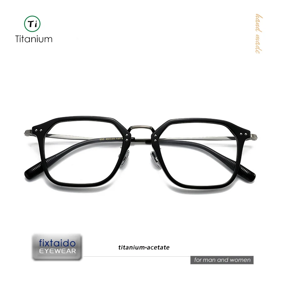 

Стильные квадратные мужские оправы для очков из ацетата и титана, размер 49-20-145, мужские оптические очки, ручная работа, модульный дизайн.
