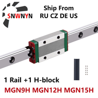1PC MGN Linear Guide MGN9 MGN12 MGN15 250 300 350 400 450 500 550 600 800 1000mm + 1PC MGN9H MGN12H MGN15H Carriage For CNC Part