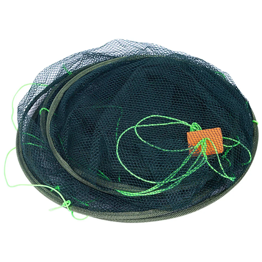 

1pc Foldable Fish Net For Shrimp Crab Lobster Catching Portable Fishing Trap Nylon Mesh Storage Pouch Gear Fishing Net
