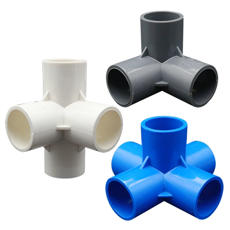 PVC Pipe Connectors 20-40mm 3/4/5 Ways Three-dimensional Pipe Fittings Water Tube Joint Adapter for Garden Irrigation Plumbing