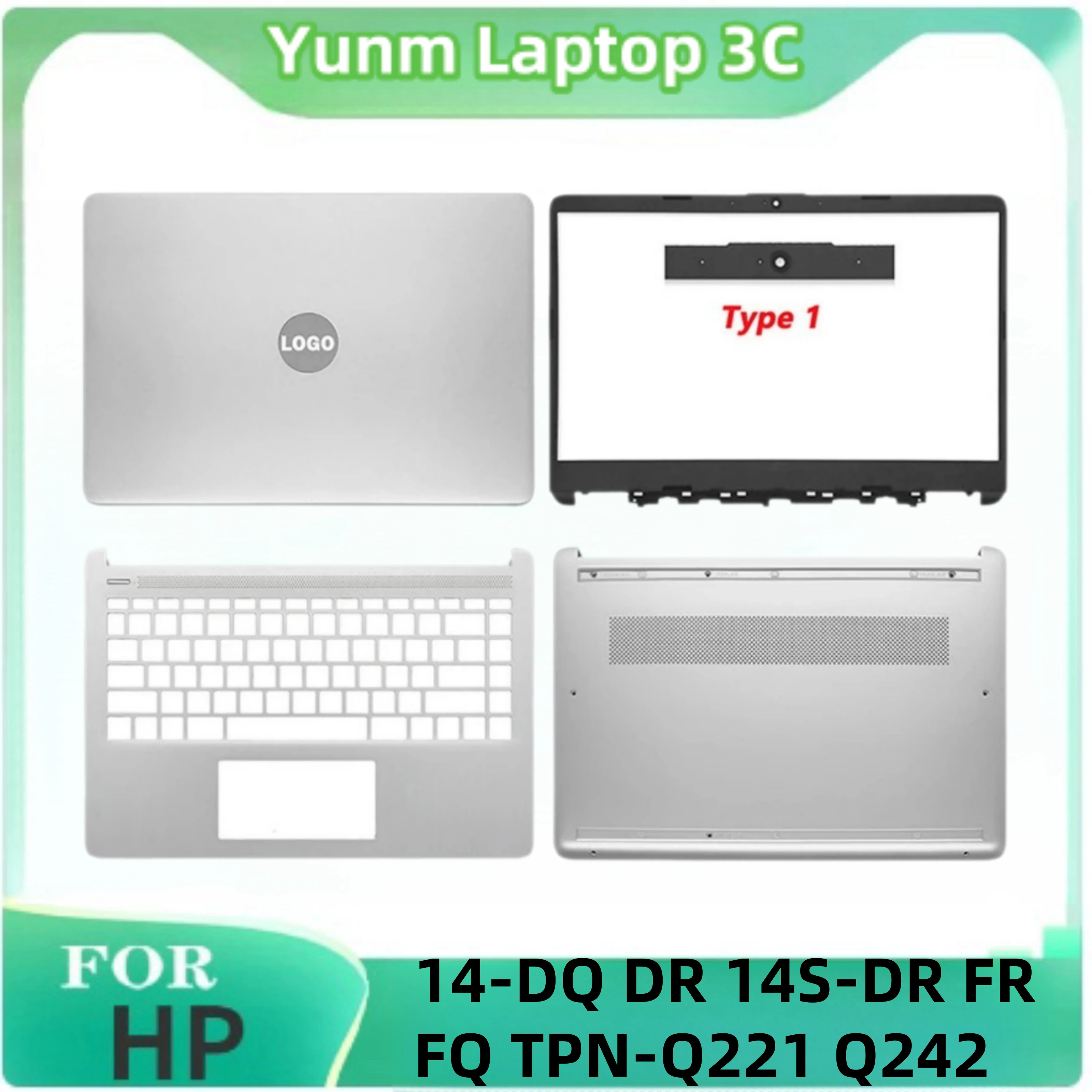 

New Original Laptop for HP 14-DQ 14S-DR 14S-FR 14S-FQ TPN-Q221 TPN-Q242 LCD Back Front Bezel Hinged Backcase Silver