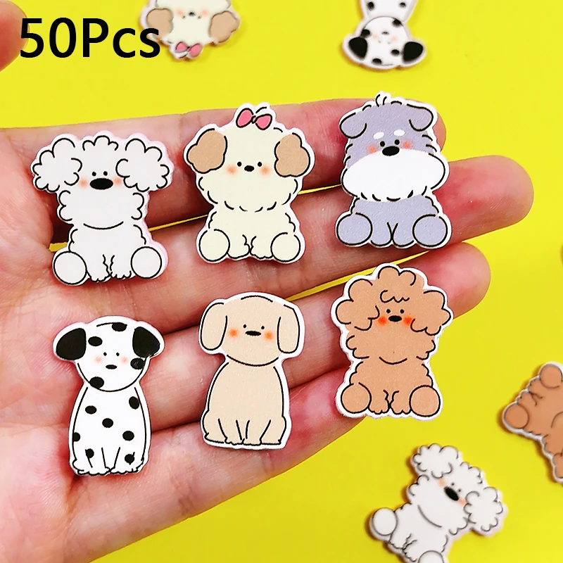 

50 шт., мультяшная линия, щенок, собака, мультяшный акриловый кабошон, бусина с плоской задней частью, милая основа для сережек, украшение для шпильки, сделай сам, поиск ювелирных изделий