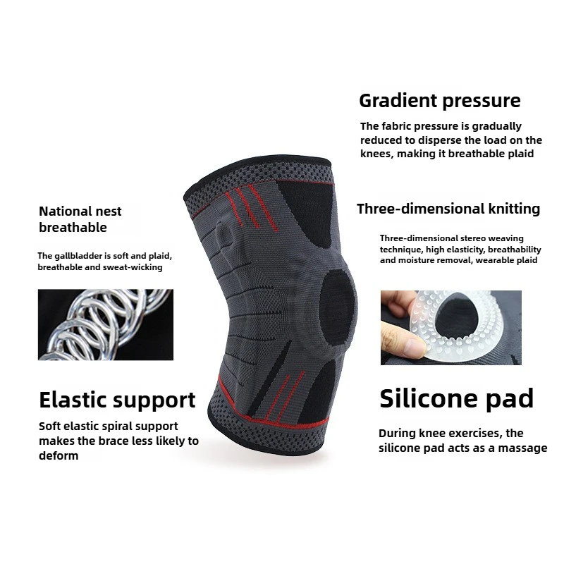 وسادات ركبة رياضية جديدة من السيليكون المنسوج ثلاثية الأبعاد تدعم الحدود من النايلون قابلة للتنفس للجري وركوب الدراجات واللياقة البدنية