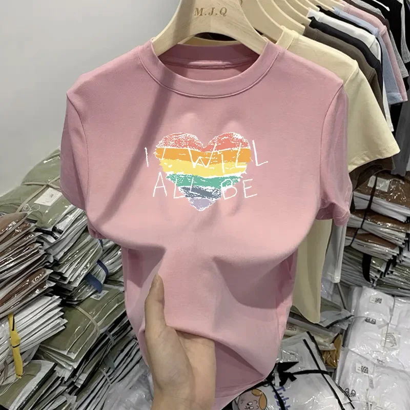 Women's Pink Rainbow Heart & 