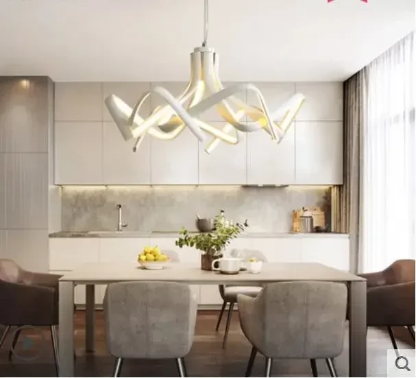Restaurant Rectangular Modern Minimalist Three-Head Dining Table Lamp Glass Bar Chandelier Creative Personality Hotel Lamps