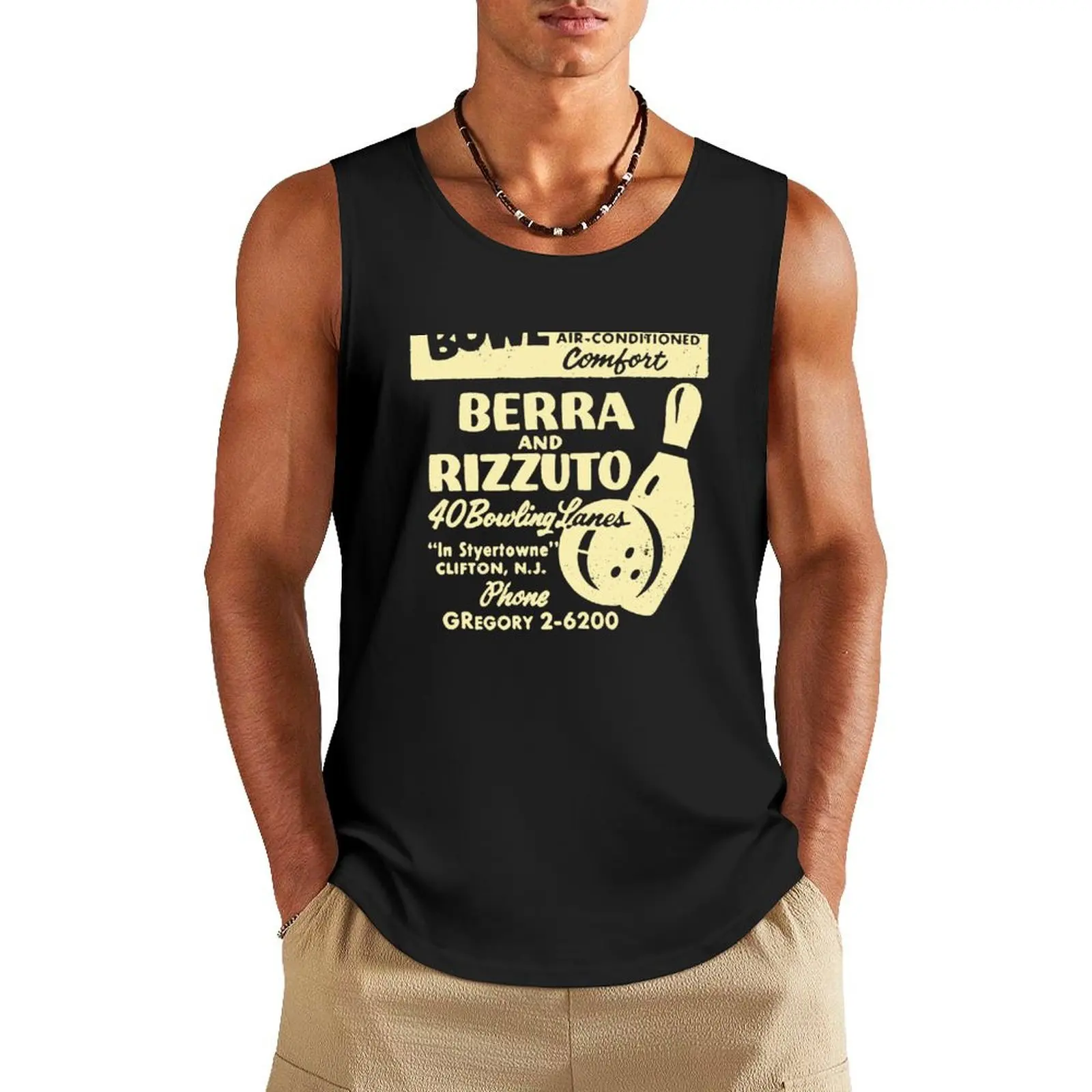 BERRA AND RIZZUTO BOWLING LANES Tank Top men gym Men's vest anime clothes anime top