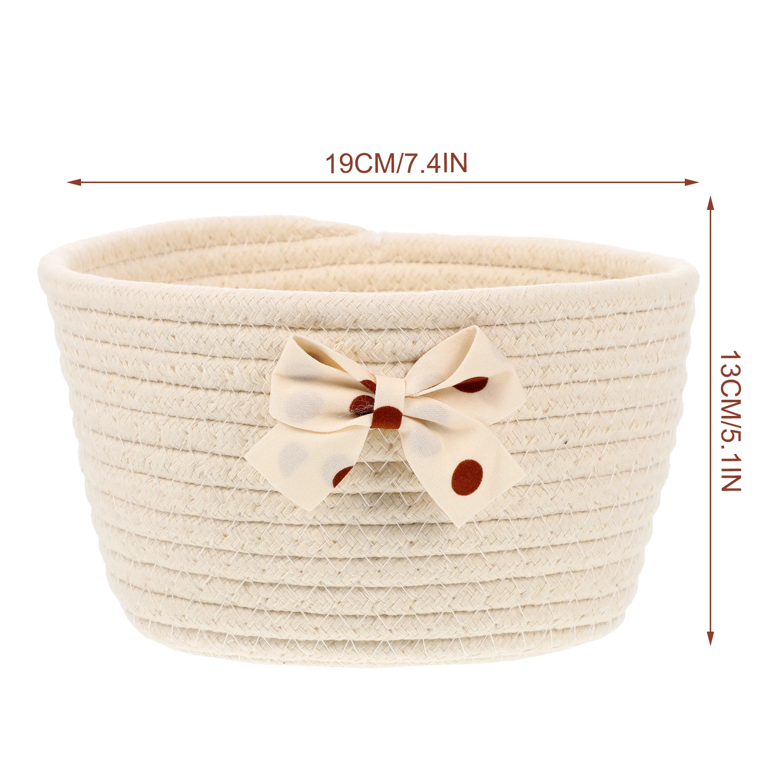 

Nordic Style Bowknot Storage Basket Cotton Rope Woven Small Round Organizer Soft Holder Shallow Shelf Baskets For Home