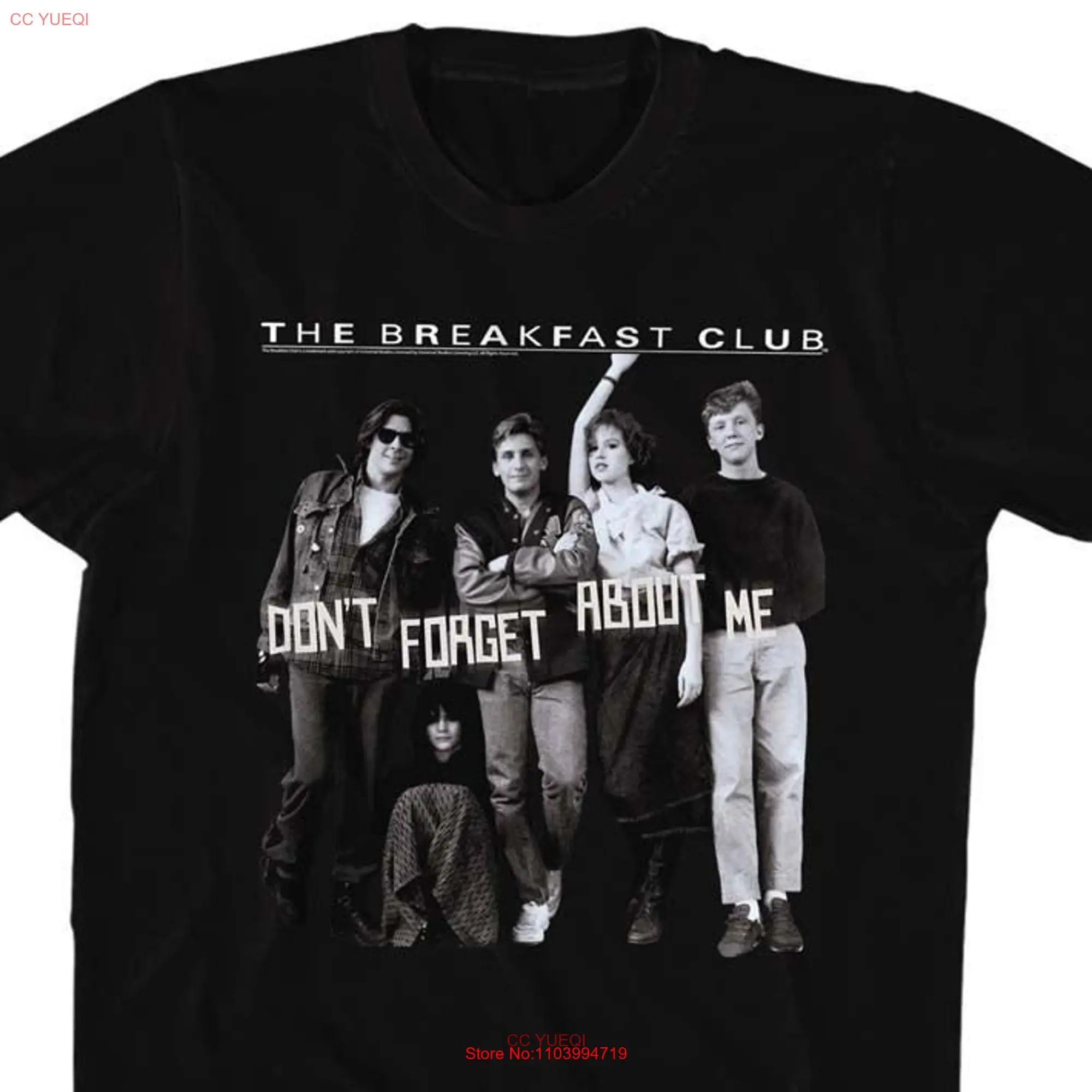 The Breakfast Club Don't Forget About Me Logo Black T Shirt long or short sleeves