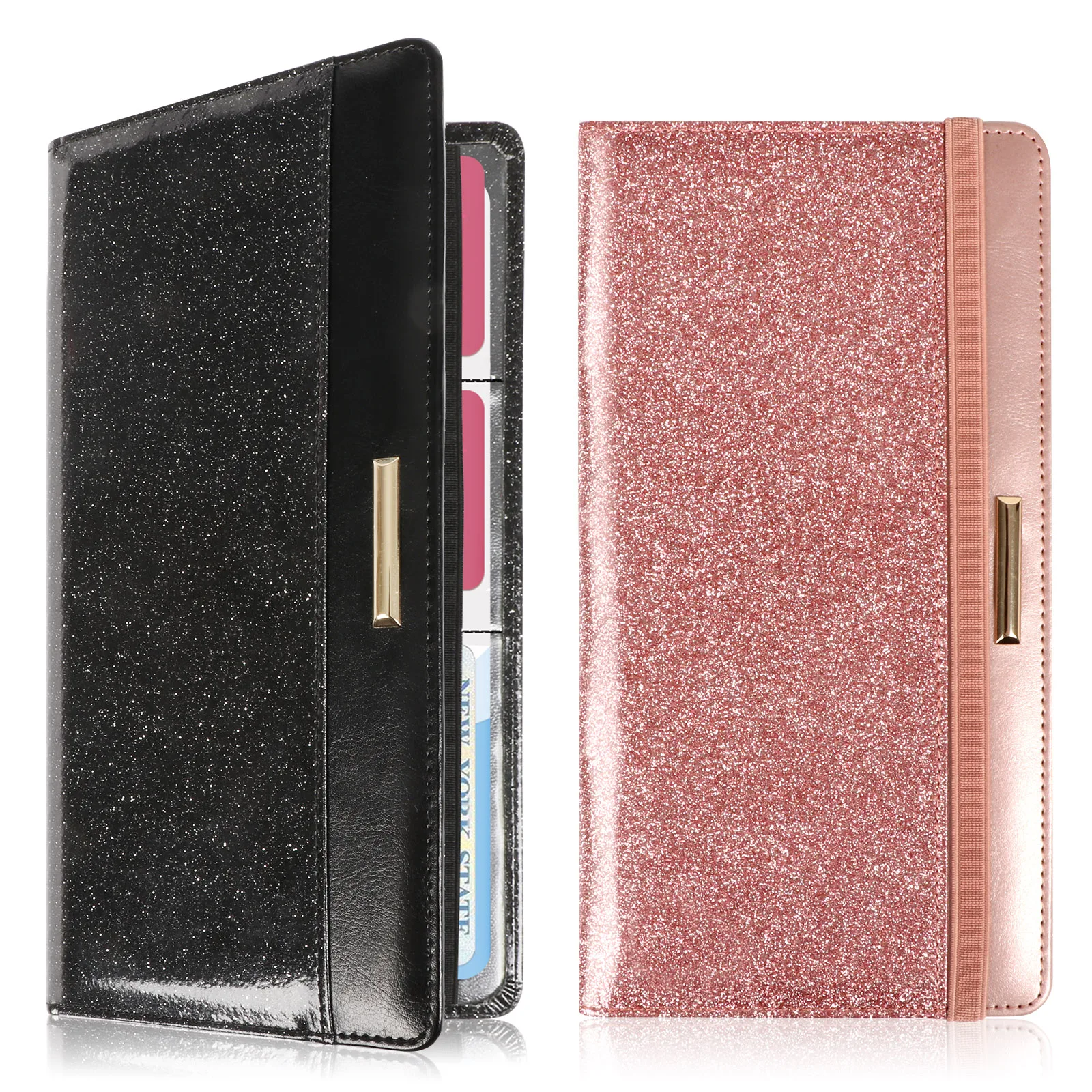 

Car Registration and Insurance Card Holder PU Leather Rubber Band Closure Document Holder Glove Box Organizer Bling Car Accessor