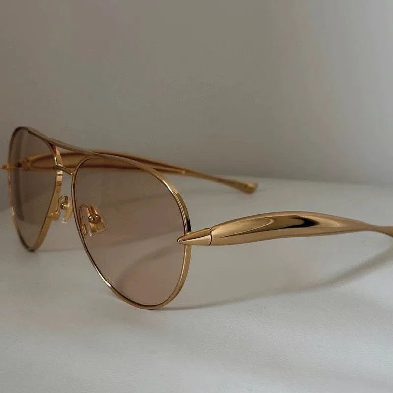 Neue Y2K Vintage Metall-Piloten-Sonnenbrille für Damen und Herren, Punk-Sonnenbrille, beliebte Outdoor-Fahrbrille, Luxus-Marken-Designer-Sonnenbrille, UV400-Schutz