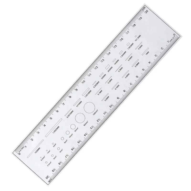 18cm/20cm Film Ruler Gauge Point Dot Line Surface Quality Inspection Straightedge Calibration Ruler Measuring Tools
