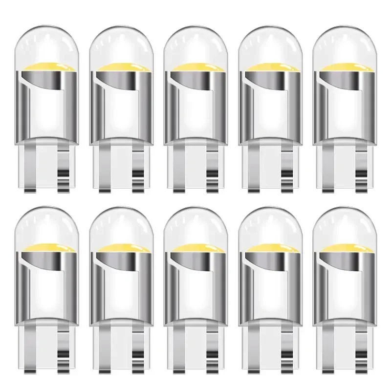 10pcs W5W LED Canbus T10 Car Lights COB Glass Interior Lamp 6000K White For Auto License Plate Lamp Dome Read Light 12V 24V