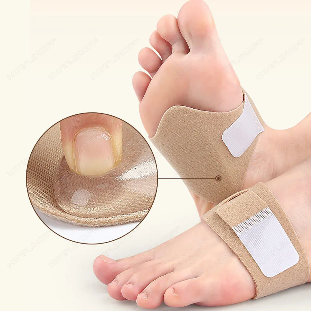 Feet Pain Relief Arch Support Gel Pad Adjustable Breathable Foot Wrap Corrector Non-Slip Foot Compression Bands