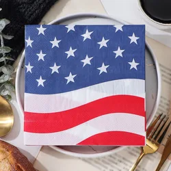 20pcs American Independence Day Paper Napkins Napkin Party Table Setting Paper Cafe Mouth Cloth for Anniversary Celebration