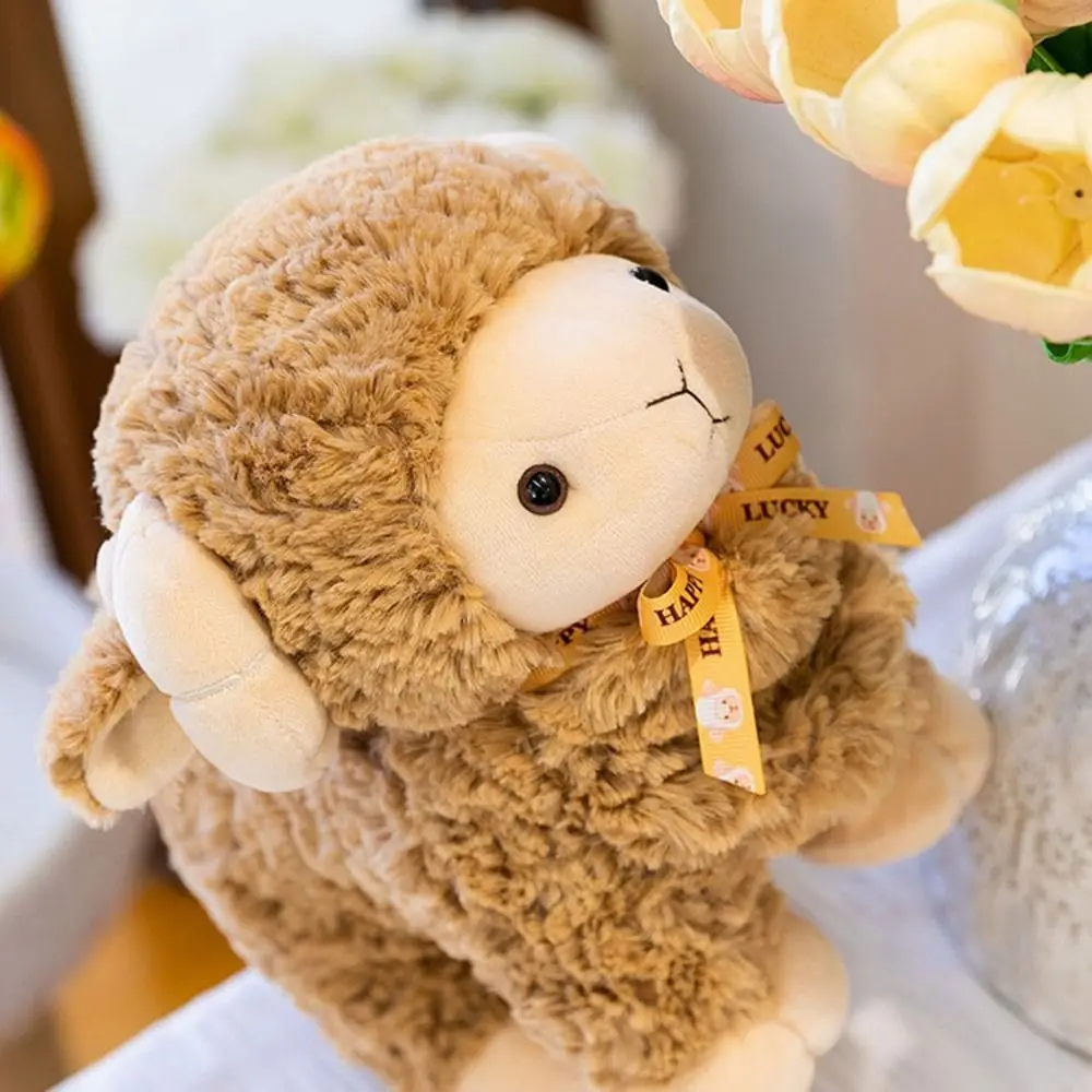 Muñeco de simulación de algodón PP, muñeco de peluche de cabra de pie, oveja de peluche esponjosa, juguetes de peluche, lindo llavero de cabra para bebé, regalo para niños