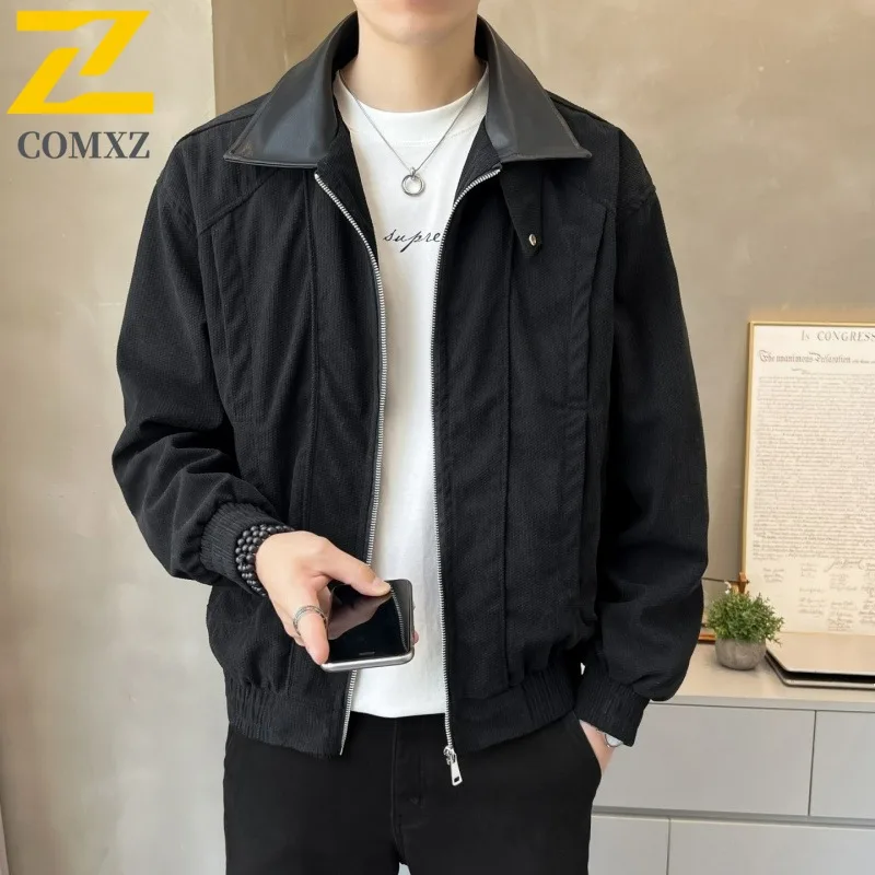 

COMXZ 2025 Мужская и женская повседневная куртка с капюшоном для пар, осенняя модная свободная посадка, универсальное легкое удобное пальто