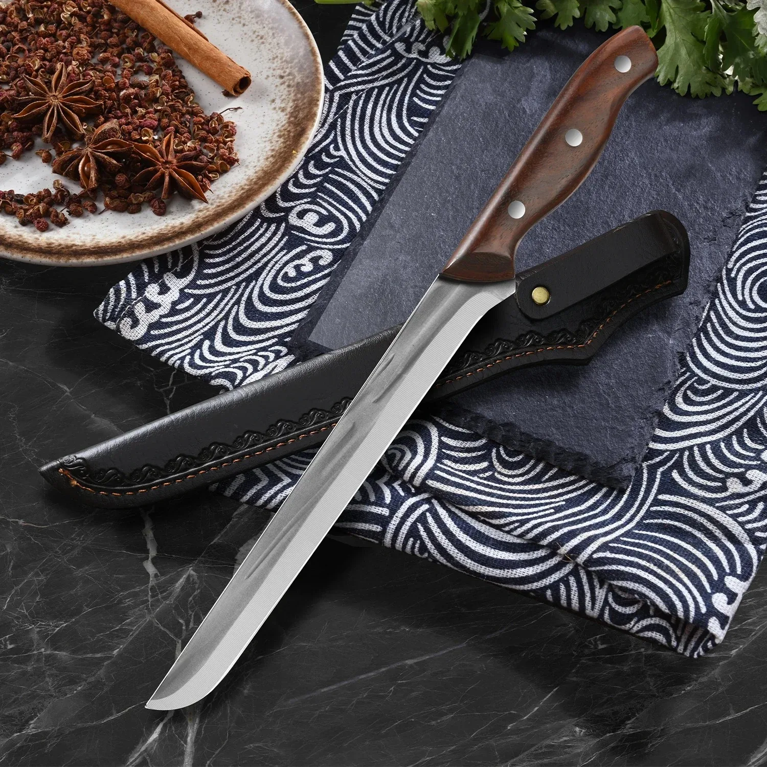 Household ham knife, multifunctional high hardness sharp long kitchen knife, restaurant kitchen specific knife, kitchen accessor