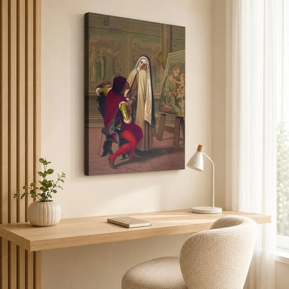 Saint Catherine of Siena and the Artist Framed Canvas Poster Customized Modern Aesthetic Wall Paintings Decoration for Bedroom
