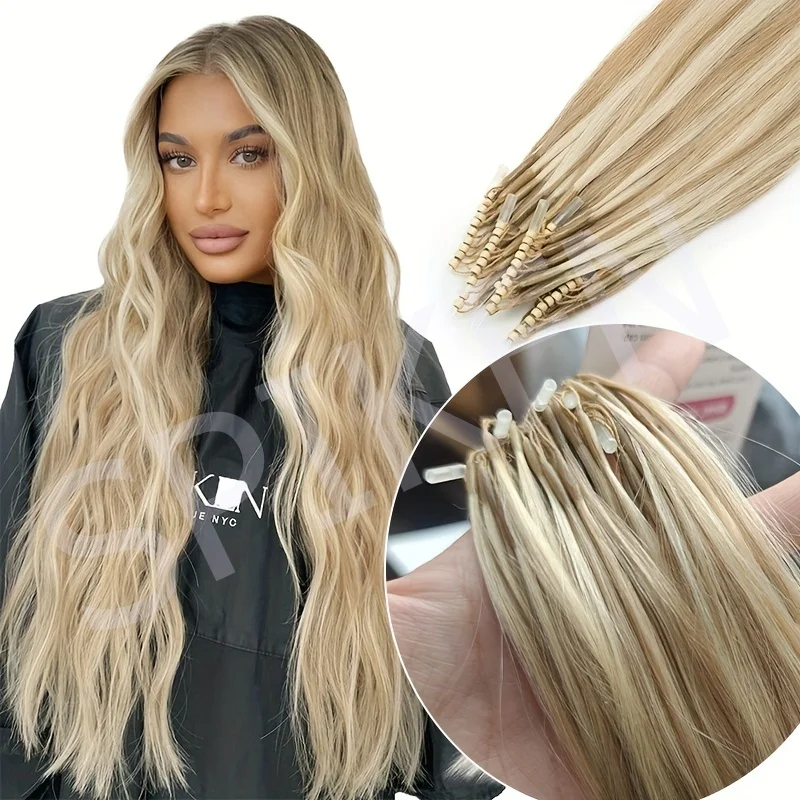 

Hand-Tied Micro Loop Beaded 8D Salon Quality Real Human Hair Extensions Straight Hair Texture Durable HairPieces For Women