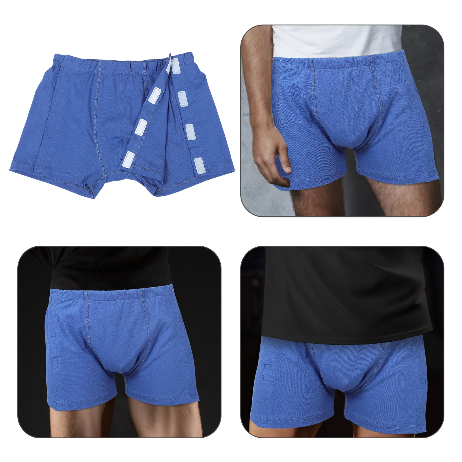 

Адаптивное хлопковое белье для мужчин после операции, с удобными боковыми вставками для легкого надевания, мягкое, дышащее, многоразовое, для восстановления после операции, размер XL