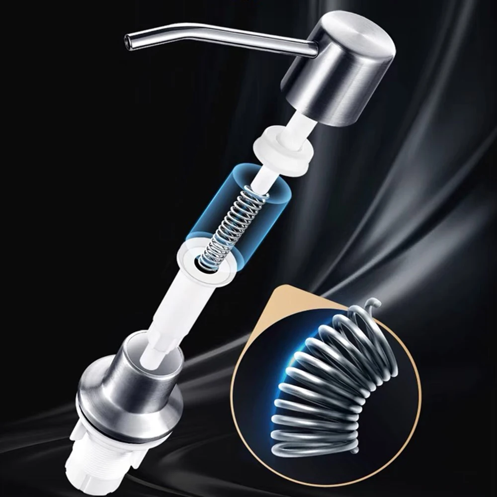 Kitchen Sink  Soap Dispenser Liquid Detergent Holder Hand Washing Dish Soap Pumps 304SS Head Dishwasher Deck Countertop Mounted image 5
